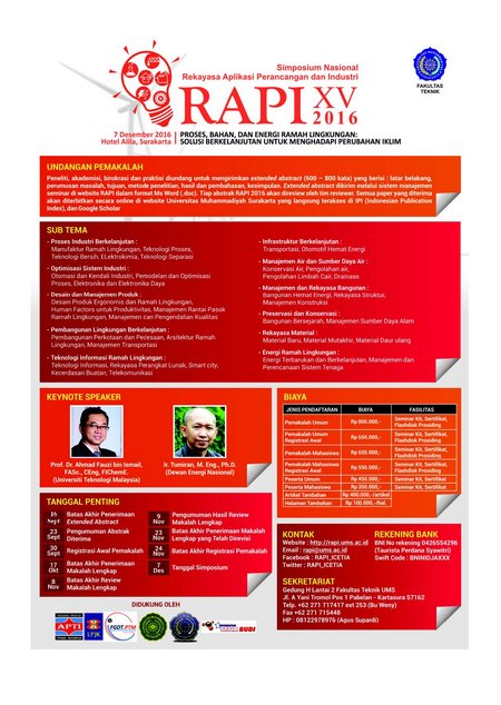 Simposium Nasional Rekayasa Aplikasi Perancangan dan Industri (RAPI) XV 2016 Simposium Nasional Rekayasa Aplikasi Perancangan dan Industri (RAPI) XV 2016